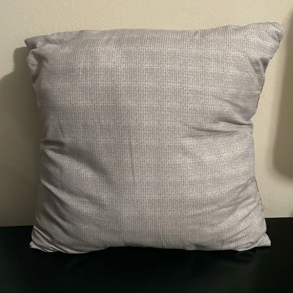 Grey gold silver paisley home decor square shimmery pillow 15” x 15”